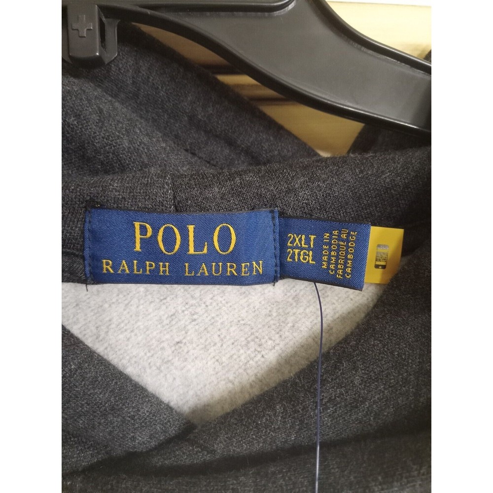 NWT‎ - Polo Ralph Lauren Men's POLO BEAR Hooded Sweatshirt Ski Charcoal Sz 2XLT - Picture 3 of 5